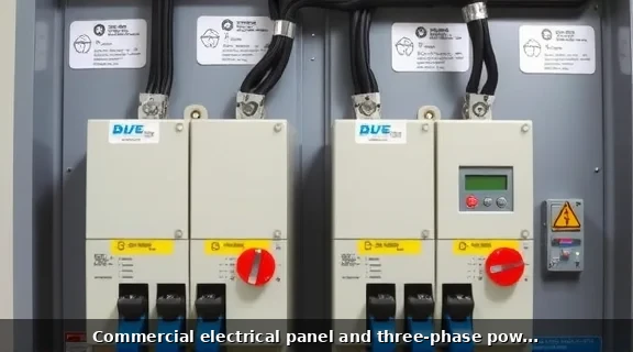 Commercial electrical panel and three-phase power system in Denver business