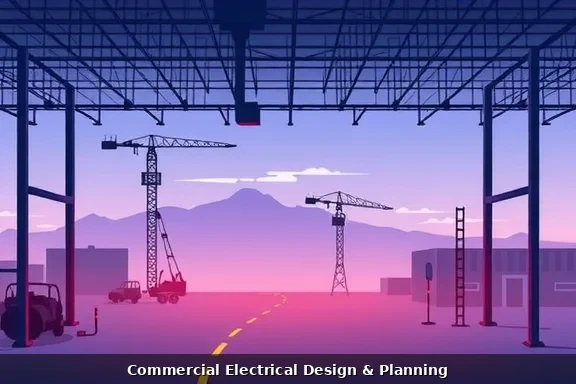 Commercial construction site electrical wiring installation