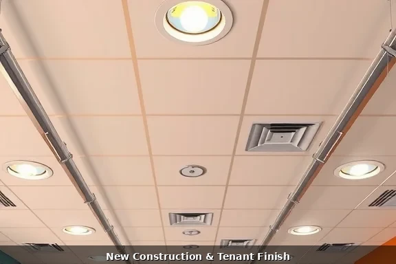 LED lighting retrofit installation in commercial ceiling