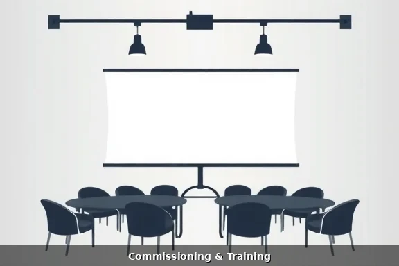 Electrician conducting site assessment for lighting installation