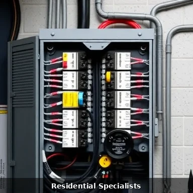 Commercial electrical contractor working on business electrical panel in Denver