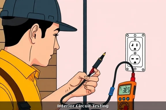 Electrician using circuit analyzer to test GFCI outlet