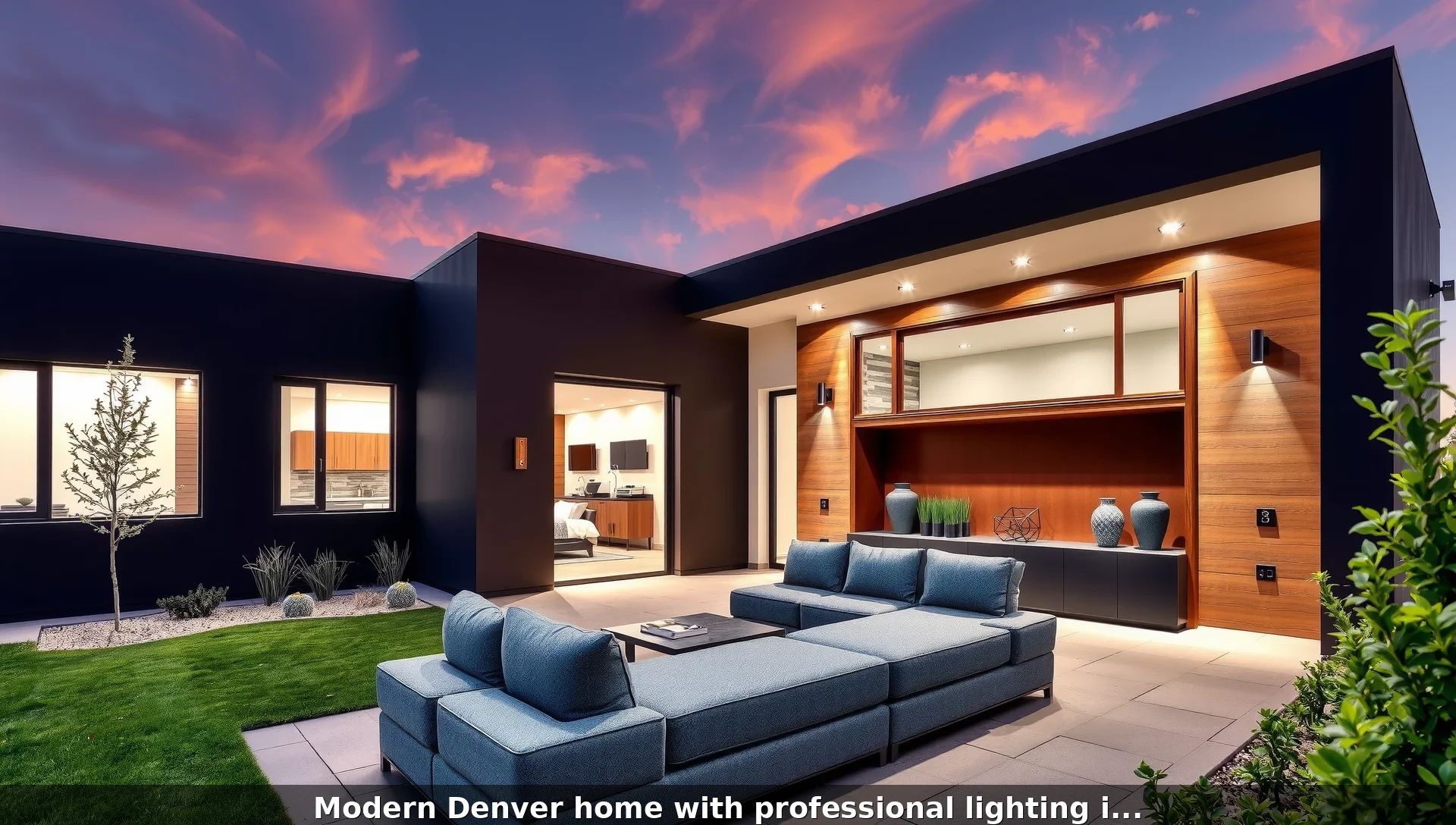 Modern Denver home with professional lighting installation