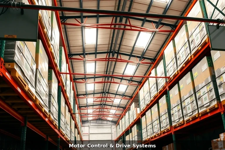 Modern LED high-bay lighting in warehouse facility