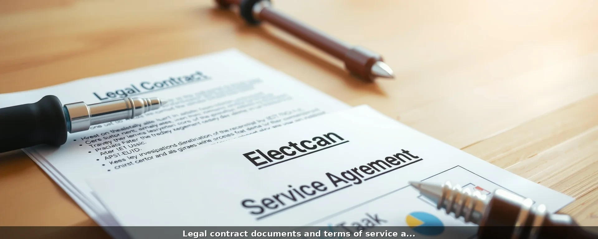Legal contract documents and terms of service agreement