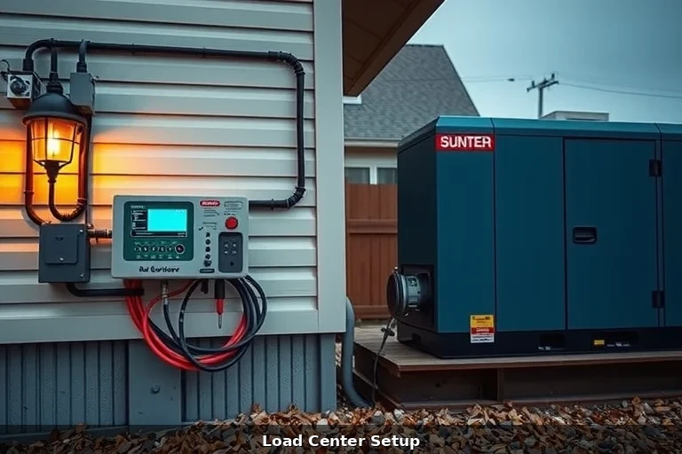 Residential standby generator installation with automatic transfer switch